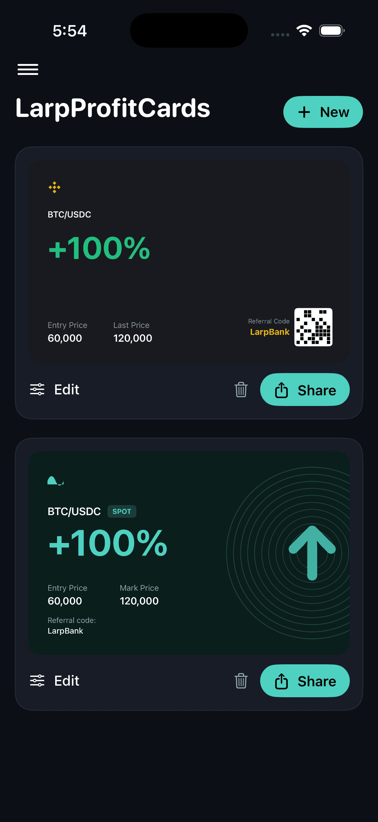 LarpBank Cards mode screenshot